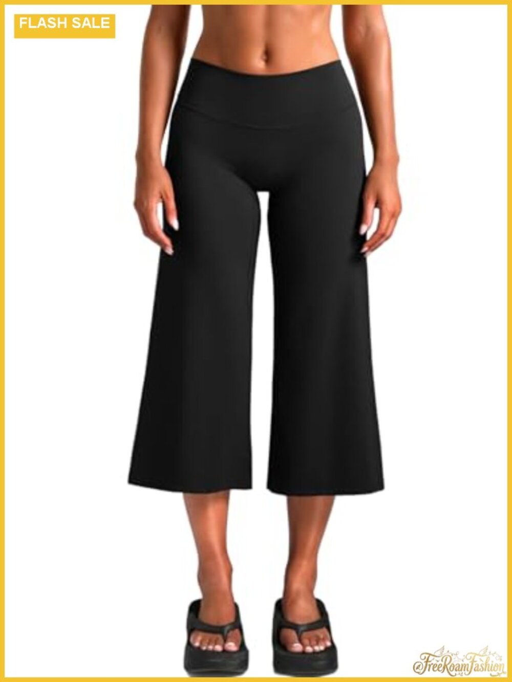 Wide Leg Capri Yoga Pants for Women Nylon Spandex Athletic Bottoms